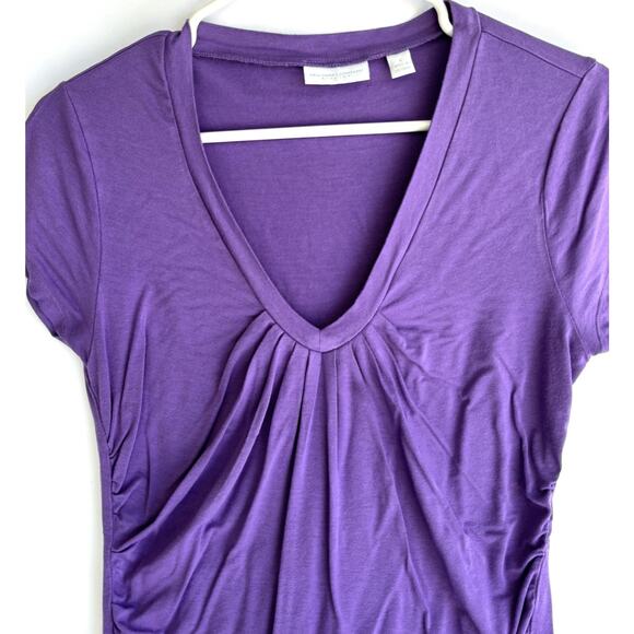 New York and Company Stretch Purple Women’s Short Sleeve Shirt size S - Picture 2 of 4